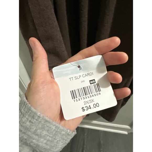 🔴tranquil‎ and true Brown long open cardigan New 2X/3X - Picture 6 of 7